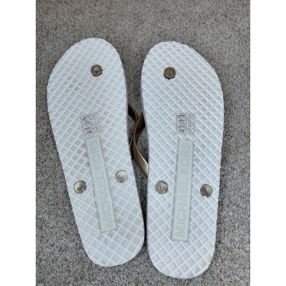 Michael Kors Women’s Cream and Gold Flip Flops Size 10M - Picture 6 of 10